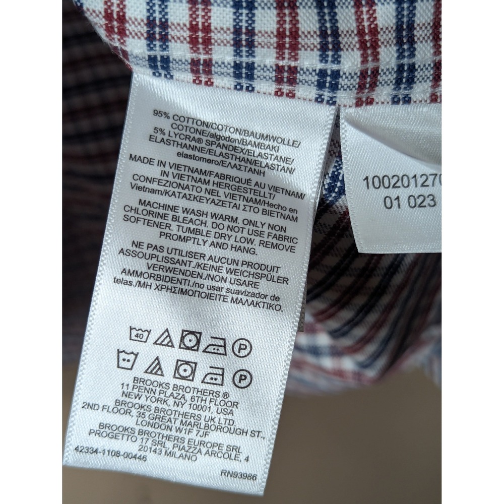 Brooks Brothers Gingham Button Down Shirt Mens M Multi Check Non-Iron Stretch - Picture 7 of 16